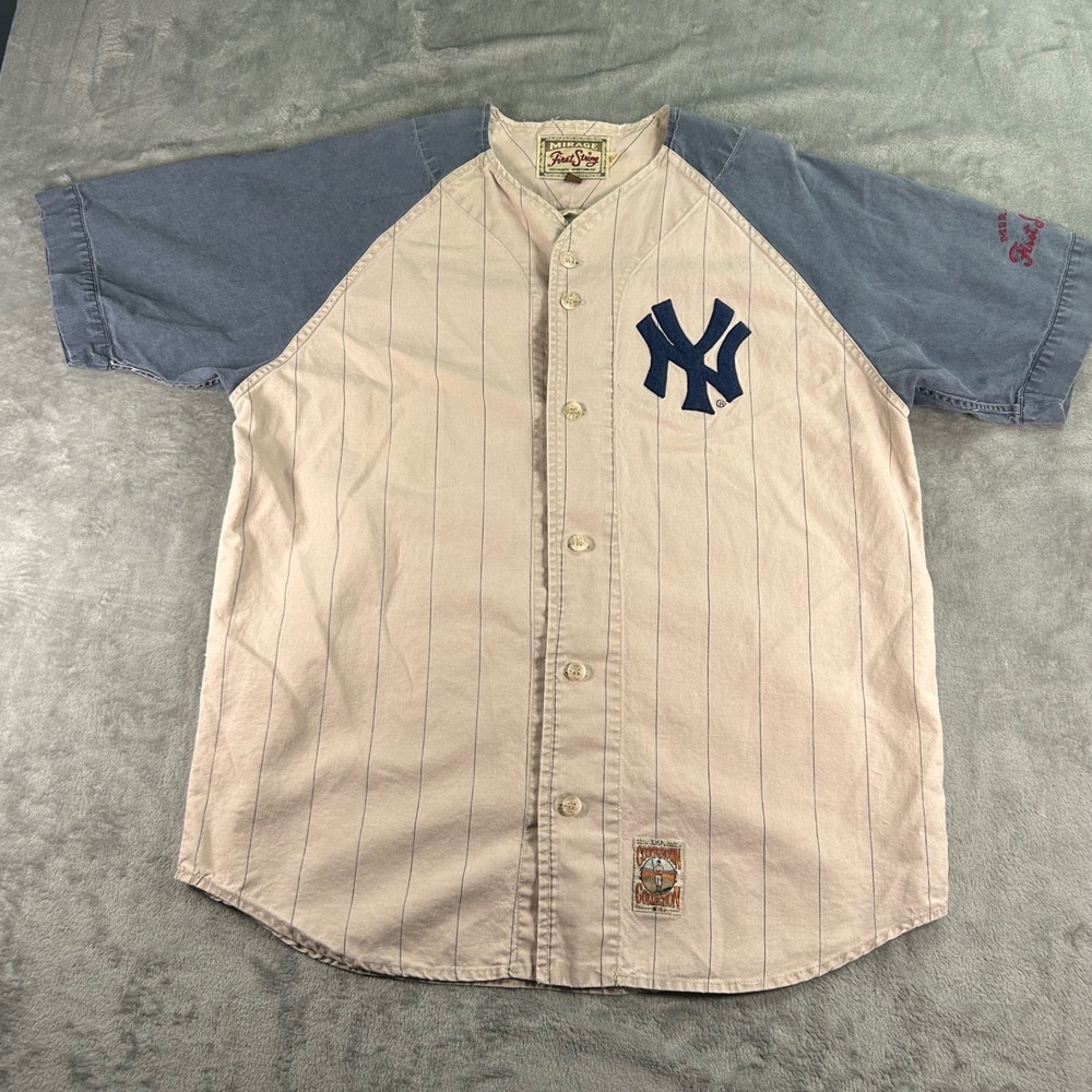 Mirage First String New York Yankees 1961 Cooperstown Jersey Large Cream Blue